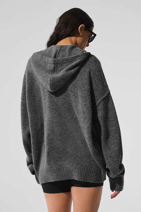 Wool Cashmere New Class Hoodie met volledige ritssluiting - Platinum Grey