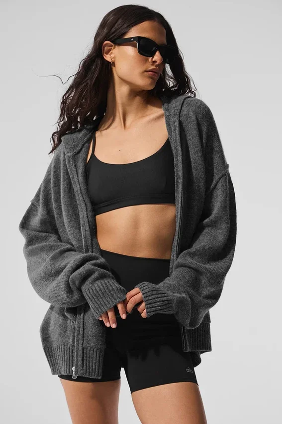 Wool Cashmere New Class Hoodie met volledige ritssluiting - Platinum Grey