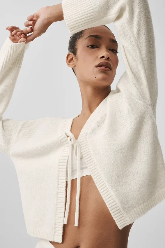 Wool Cashmere New Class Tie Cardigan - Ivoor