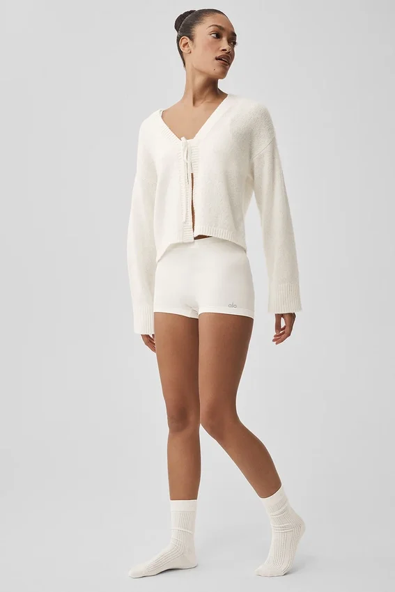 Wool Cashmere New Class Tie Cardigan - Ivoor