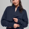 Wool Cashmere New Class trui met 1/4 rits - Navy