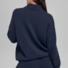 Wool Cashmere New Class trui met 1/4 rits - Navy