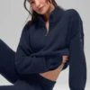 Wool Cashmere New Class trui met 1/4 rits - Navy