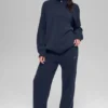 Wool Cashmere New Class trui met 1/4 rits - Navy