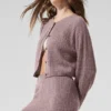 Zacht kasjmier vest met wafelstructuur - Mushroom Heather