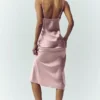 Zijden glanzende slipjurk – Pink Champagne