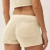 Zijden kasjmier Heatwave-korte broek met middelhoge taille – zandbeige
