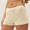 Zijden kasjmier Heatwave-korte broek met middelhoge taille – zandbeige