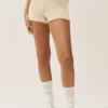 Zijden kasjmier Heatwave-korte broek met middelhoge taille – zandbeige