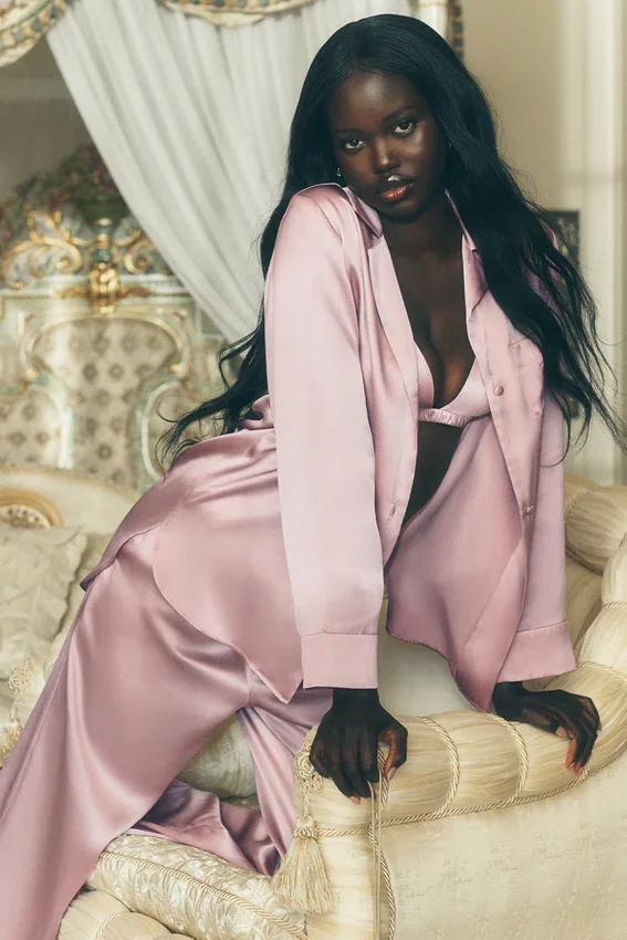 Zijden Luminous overhemd - Roze champagne