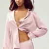 Zijden Luminous overhemd - Roze champagne